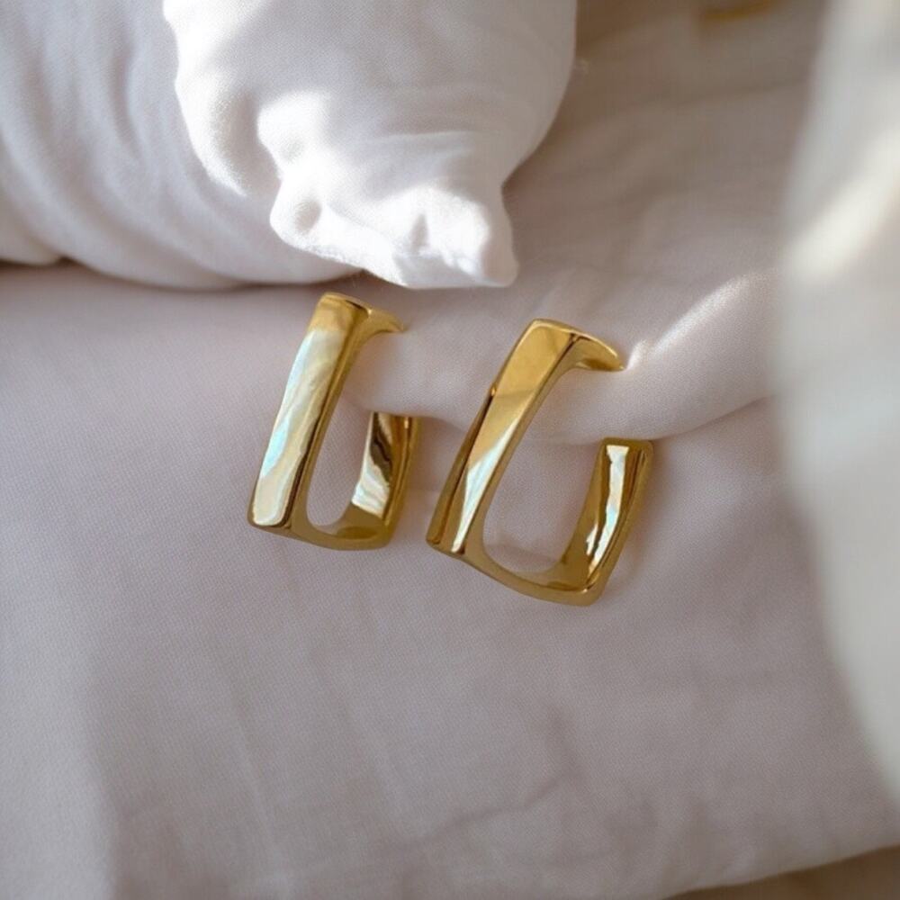 NEW 18K yellow gold plated square hoop earrings jewelry B19A